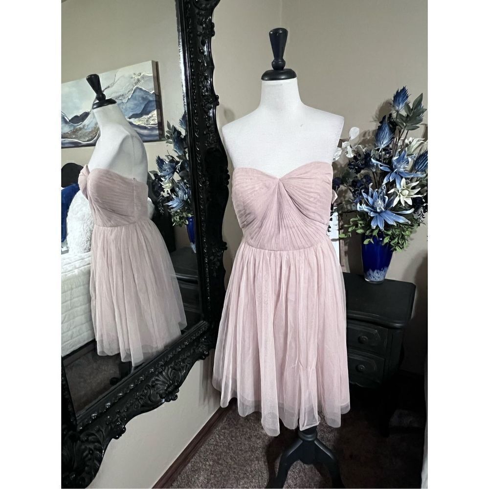 Marina NWT Neiman Marcus Strapless Blush Tulle Mini Dress Size 4